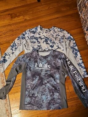 Huk Kids Long Sleeve Swim Rashguard - Blue Camouflage